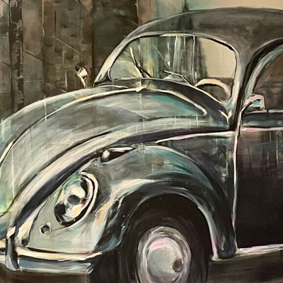 käfer, auto, restuarierter käfer, acrylbild von käfer, autokäfer, acrylbild, bild malen lassen, silvia lehmann, silvart, kunst, winterthur, autoliebhaber